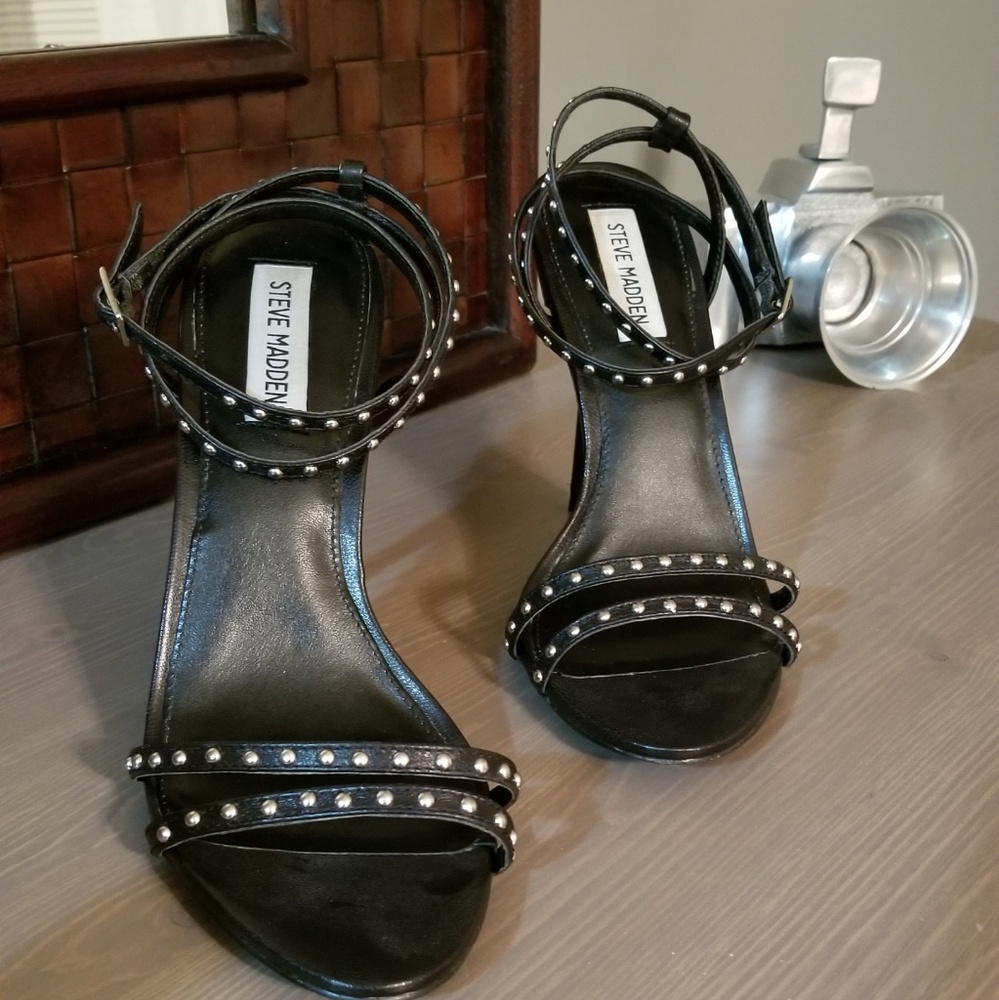 Steve Madden Leather/Stud Strappy High Heels